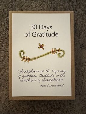 30 Days of Gratitude Journal Cards - White and Brown